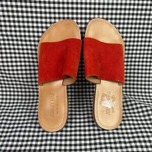 Johnny Was Camilla Red Suede Minimalist Boho Summer Sandals EU 37 / US 7